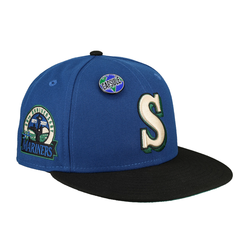 New Era Seattle Mariners Corduroy 30th Anniversary Patch Capsule Exclusive Fitted Hat 59FIFTY Fitted Hat Black/Green