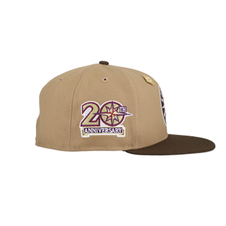 Seattle Mariners Tan Khaki Collection 20th Anniversary Patch Fitted Hat