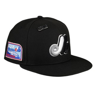 Montreal Expos Side Splash Collection Olympic Stadium Patch Fitted Hat