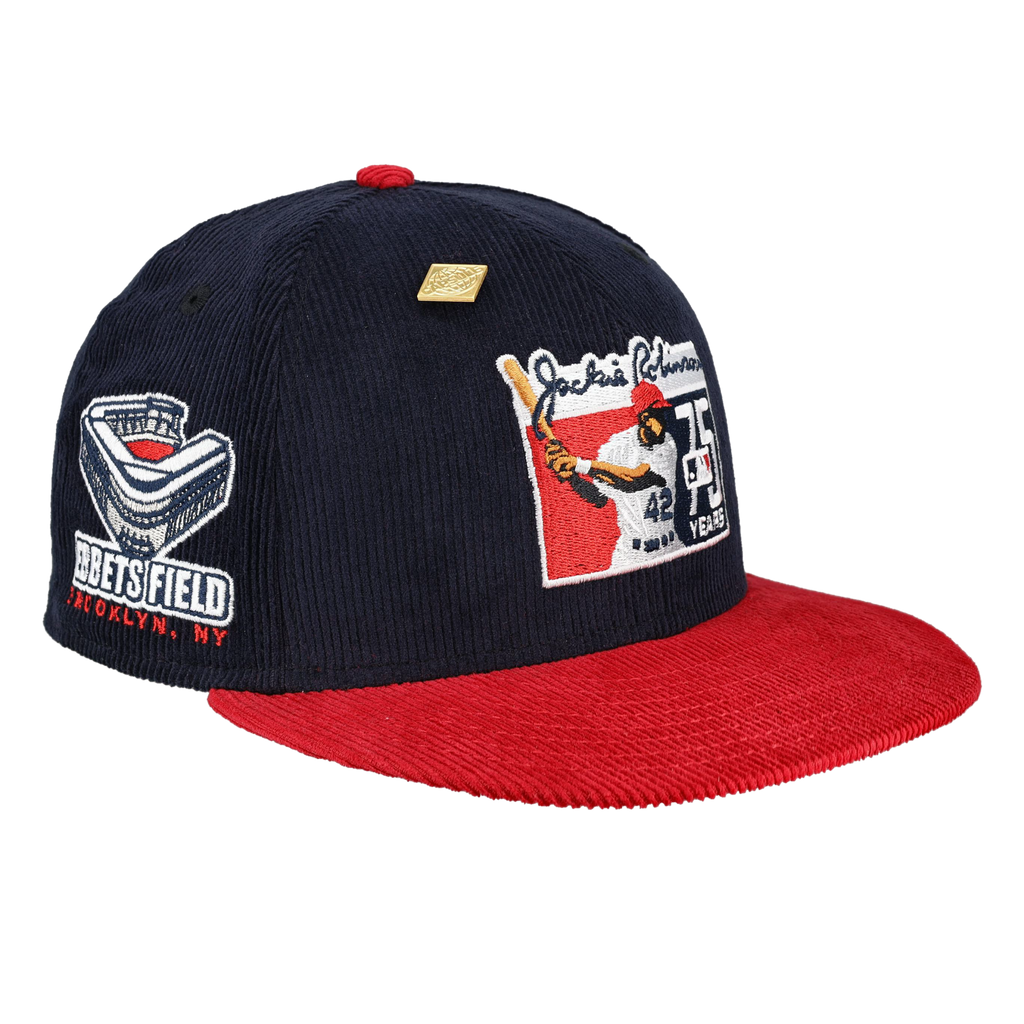 Atlanta Baseball Hat A Gold 40th Anniversary New Era 59FIFTY Fitted A Gold / Midnight Navy | Snow White | Radiant Red / 7 1/8