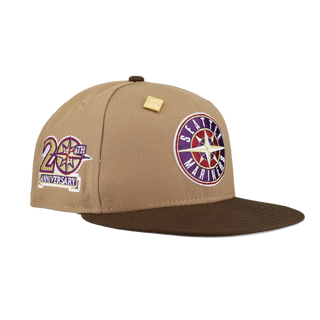 Seattle Mariners Tan Khaki Collection 20th Anniversary Patch Fitted Hat