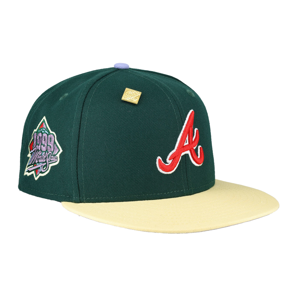 Atlanta BravesPanama Tan Two Tone 1999 World Series Patch Pink UV New Era  59FIFTY Fitted Hat