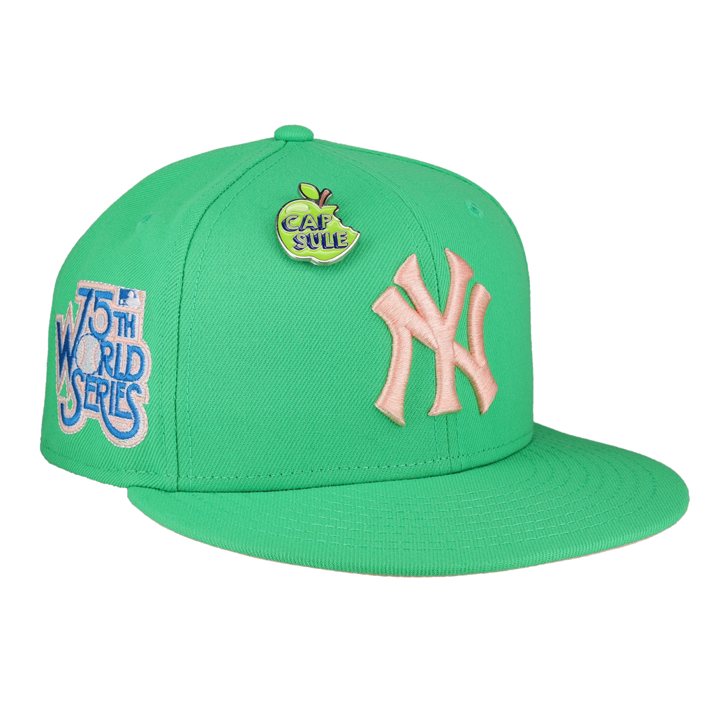 New Era New York Yankees Capsule Apple Collection 75th World Series Capsule  Hats Exclusive 59Fifty Fitted Hat Green/Peach Men's - FW21 - US