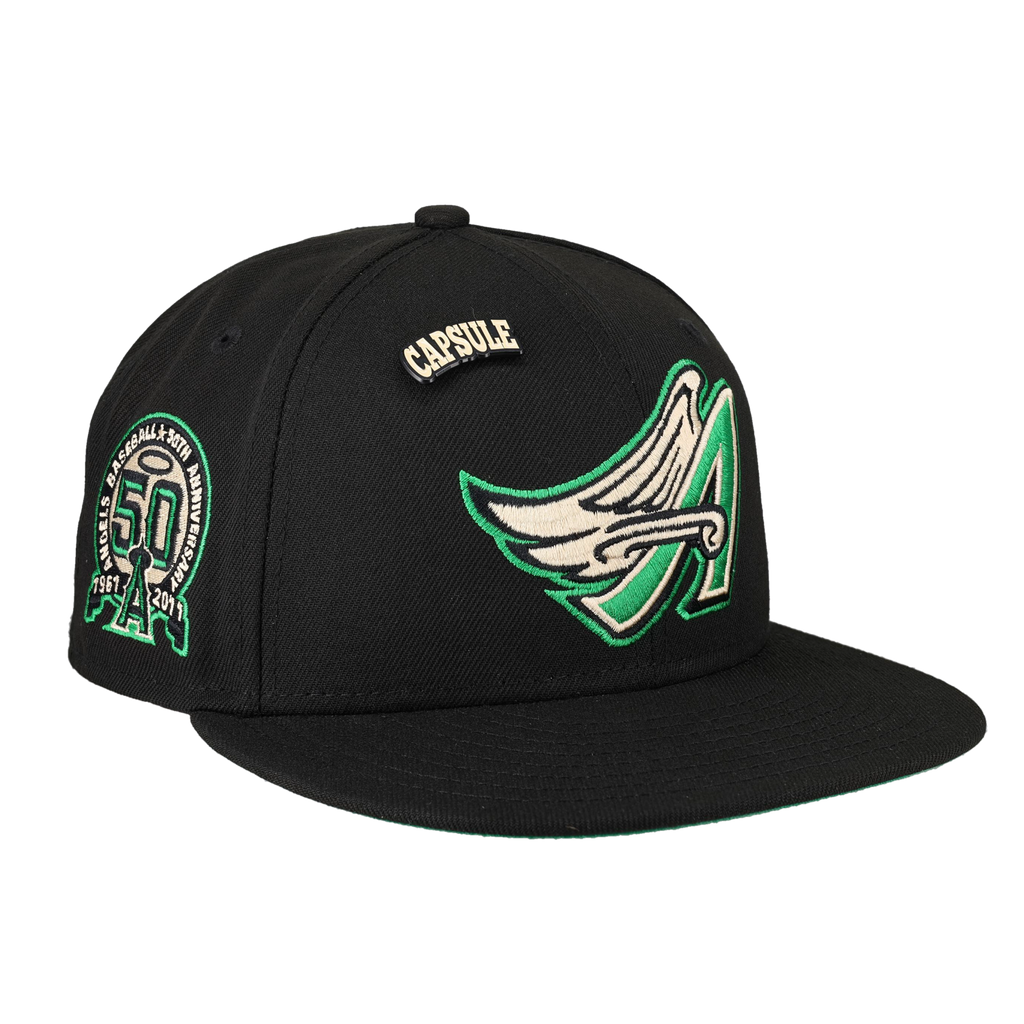 Anaheim Angels Colors in Cream Collection 50th Anniversary Fitted Hat