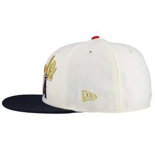 Anaheim Angels 50th Anniversary Off White Metallic Script 59Fifty Fitted Hat