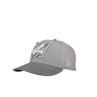 Anaheim Angels 50th Anniversary Cool Grey Metallic 59Fifty Fitted Hat, close-up detail