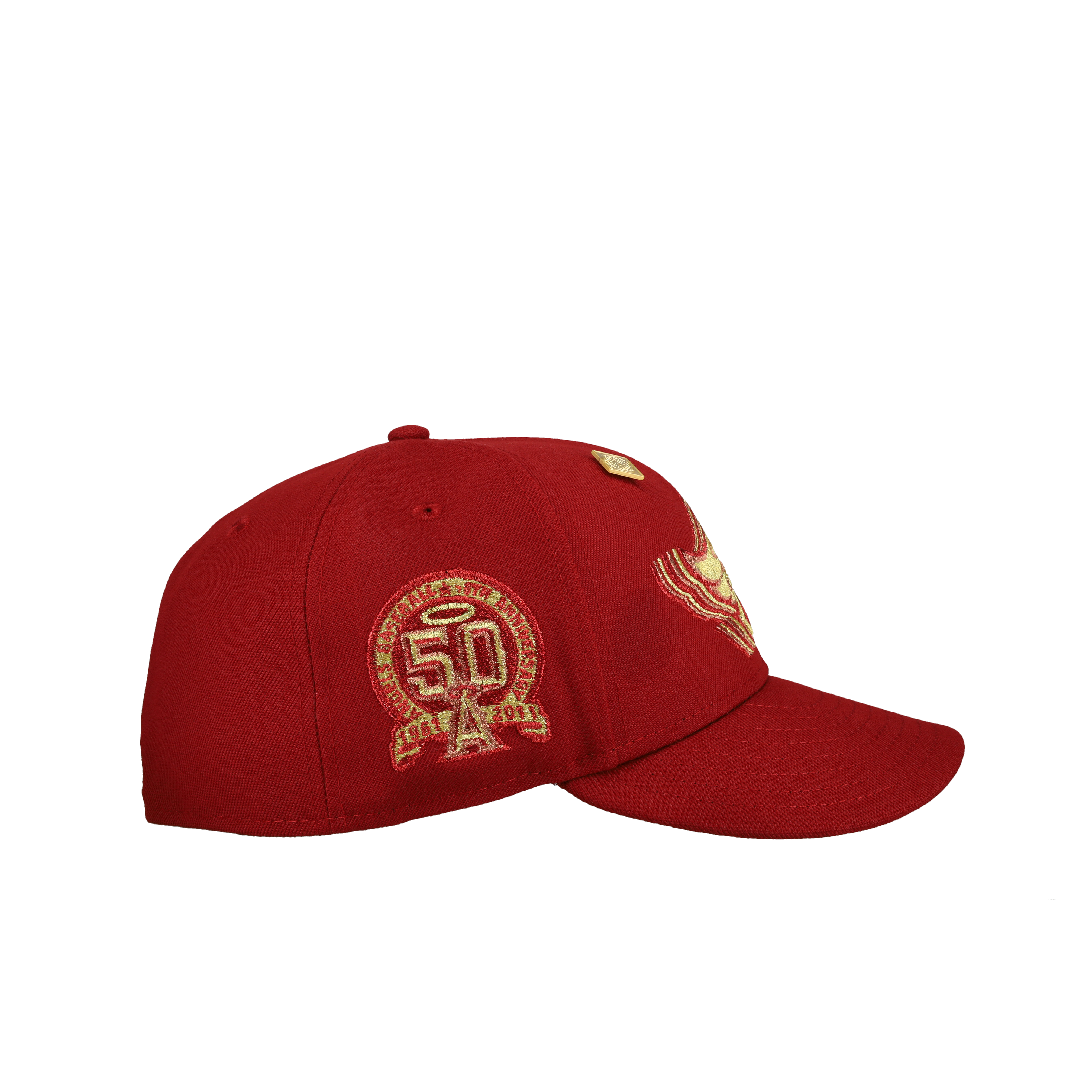 Anaheim Angels 50th Anniversary Red Gold Metallic 59Fifty Fitted Hat