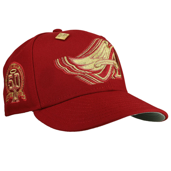 Anaheim Angels 50th Anniversary Red Gold Metallic 59Fifty Fitted Hat