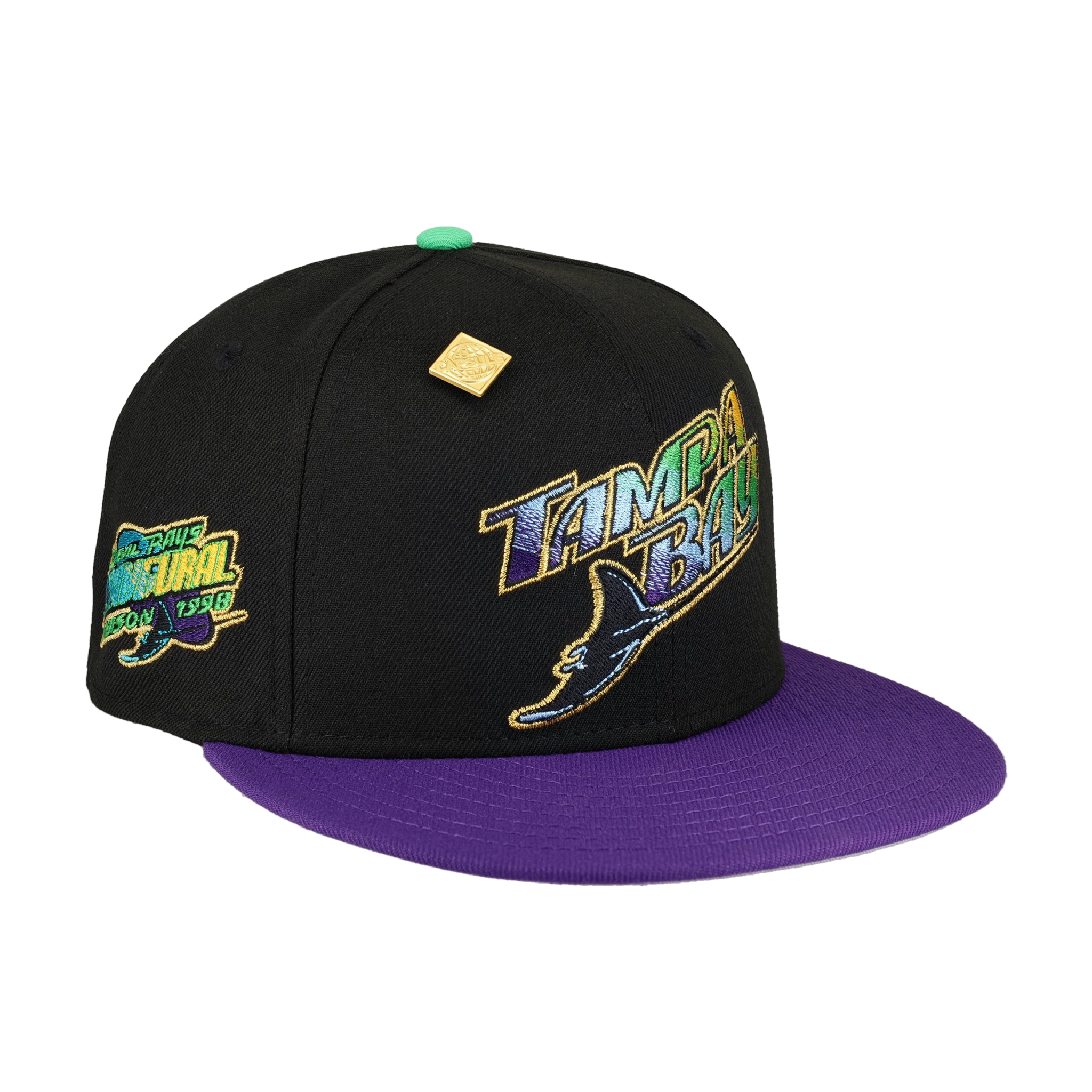 Tampa Bay Rays 1998 Inaugural Season Patch Black 59FIFTY Fitted Hat 7 1/8