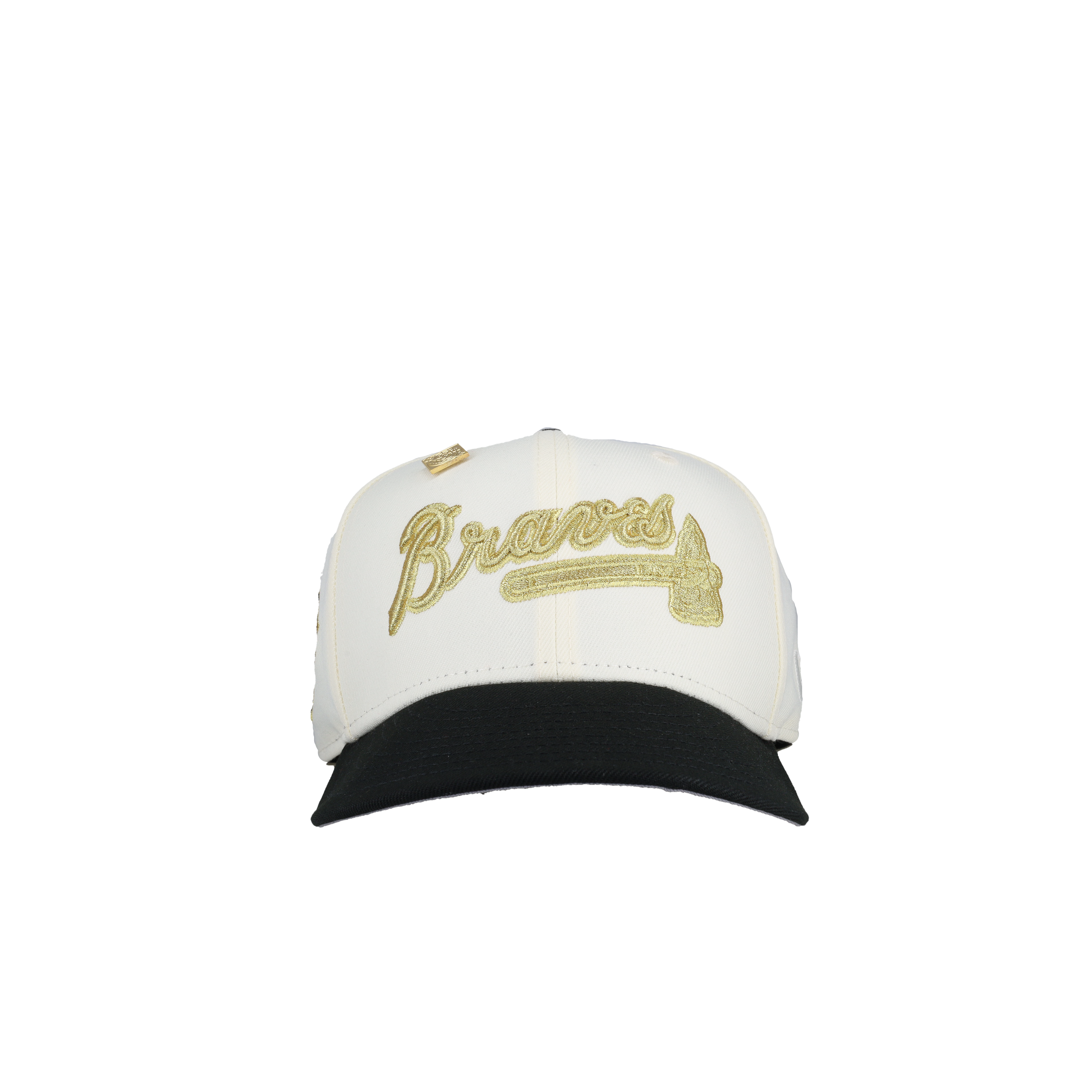 Atlanta Braves 1999 World Series Script Chrome Gold Metallic 59Fifty Fitted Hat