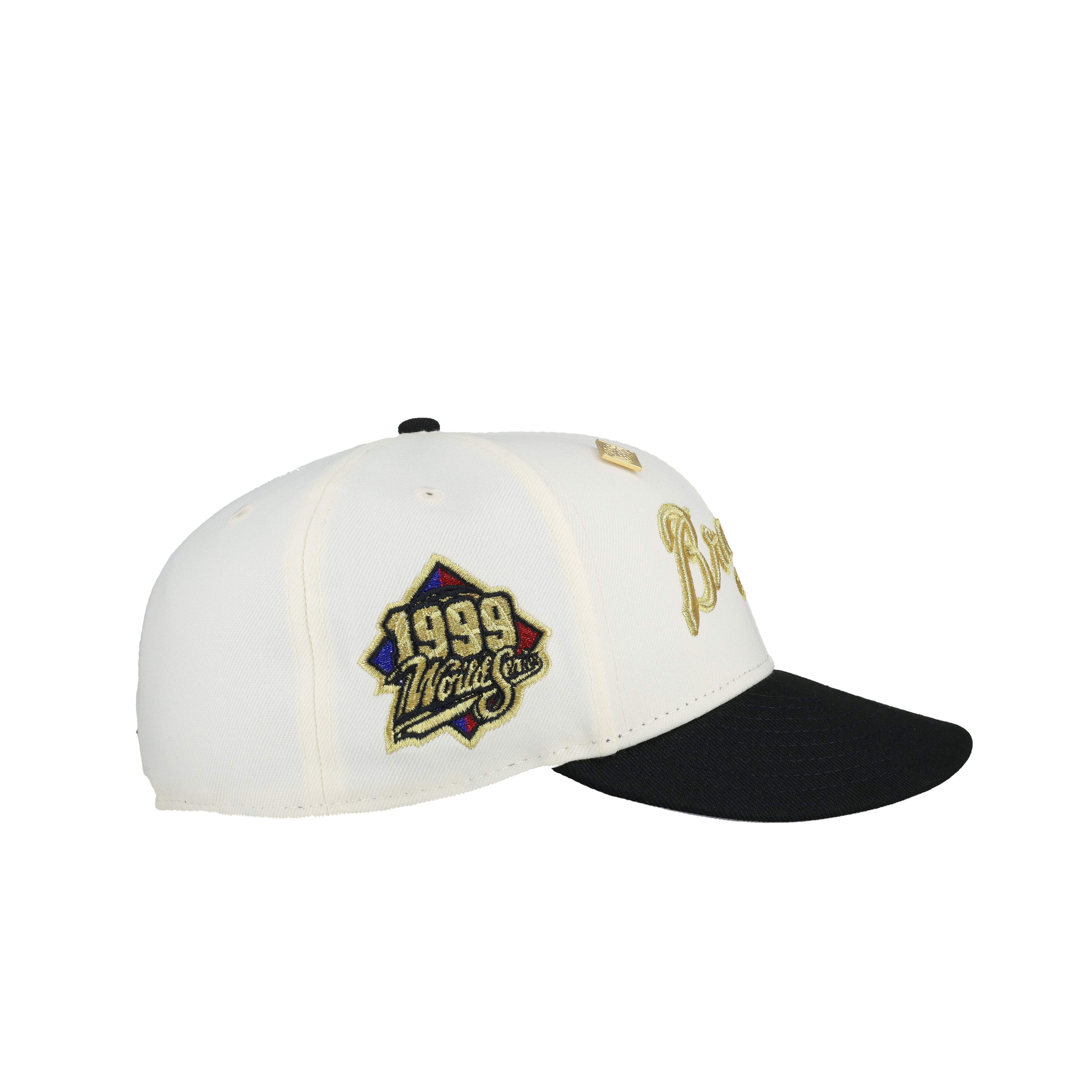 Atlanta Braves 1999 World Series Script Chrome Gold Metallic 59Fifty Fitted Hat