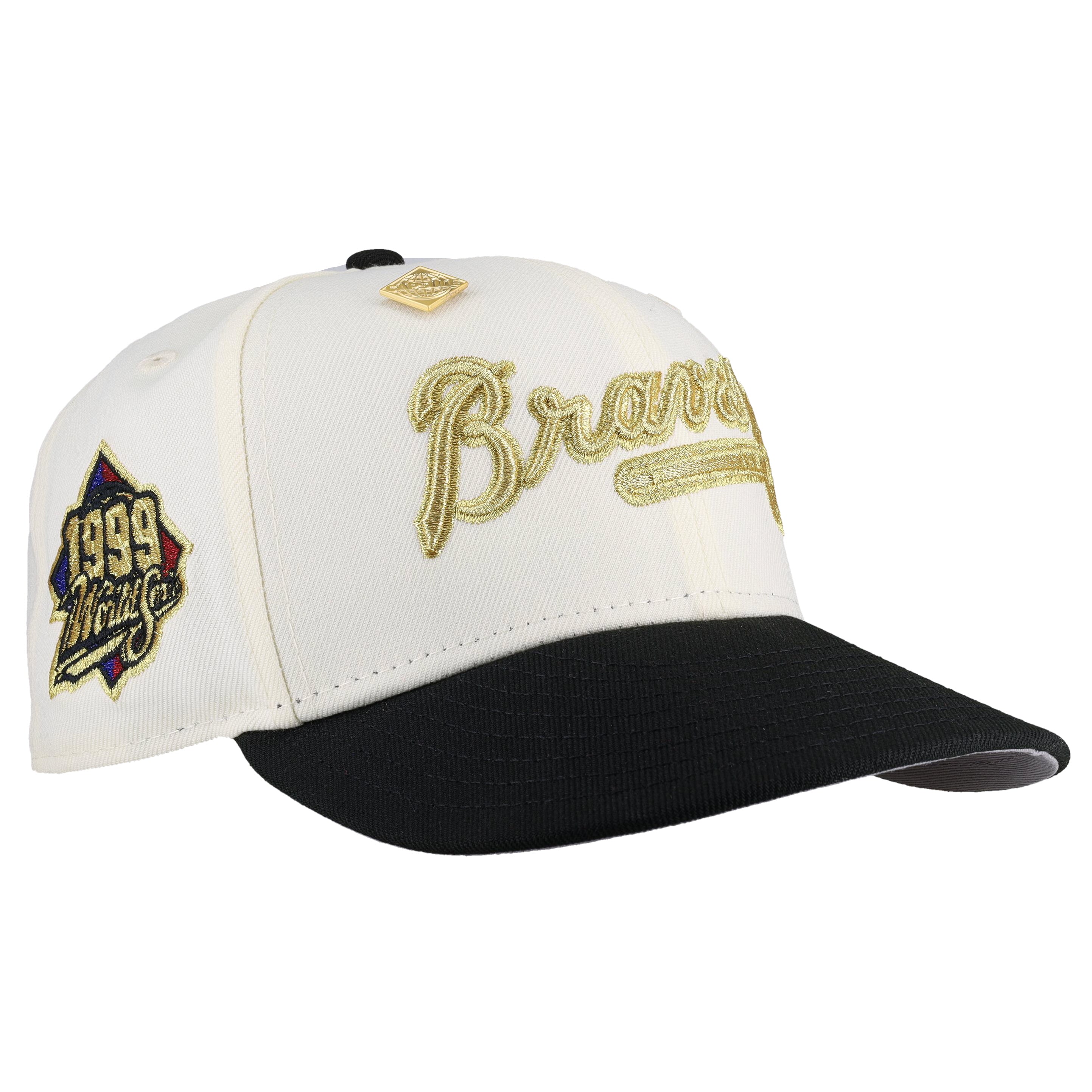 Atlanta Braves 1999 World Series Script Chrome Gold Metallic 59Fifty Fitted Hat