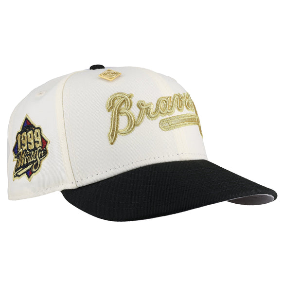 Atlanta Braves 1999 World Series Script Chrome Gold Metallic 59Fifty Fitted Hat