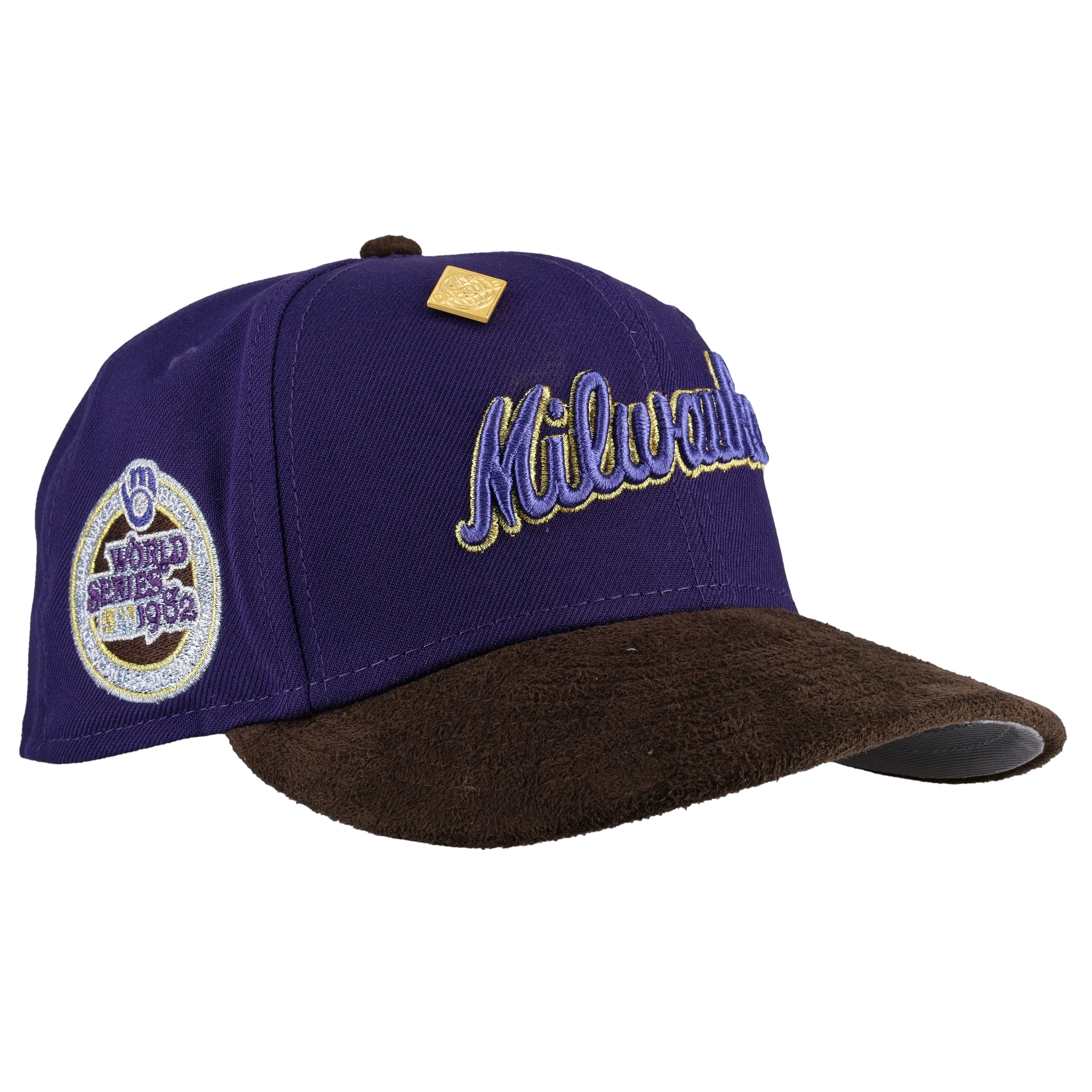Milwaukee Brewers 1982 World Series Purple / Brown Suede Metallic 59Fifty Fitted Hat