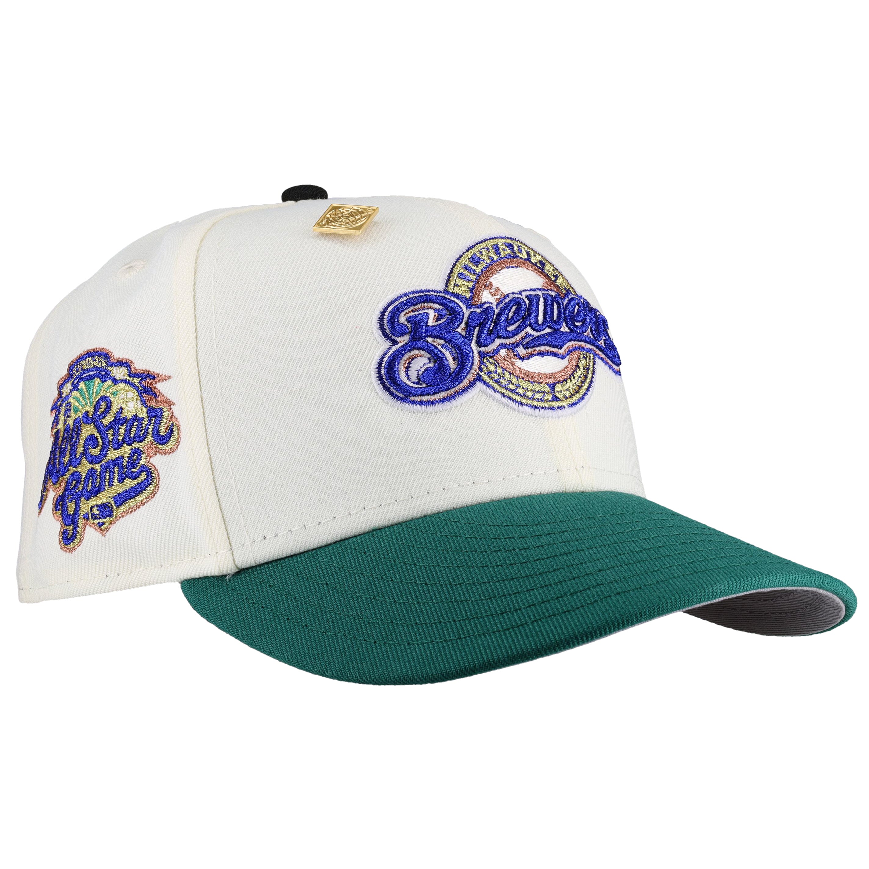 Milwaukee Brewers Blue 2002 All Star Game Chrome Green Metallic 59Fifty Fitted Hat