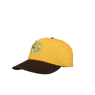 Chicago Cubs Be Alert For Foul Balls Yellow Metallic 59Fifty Fitted Hat