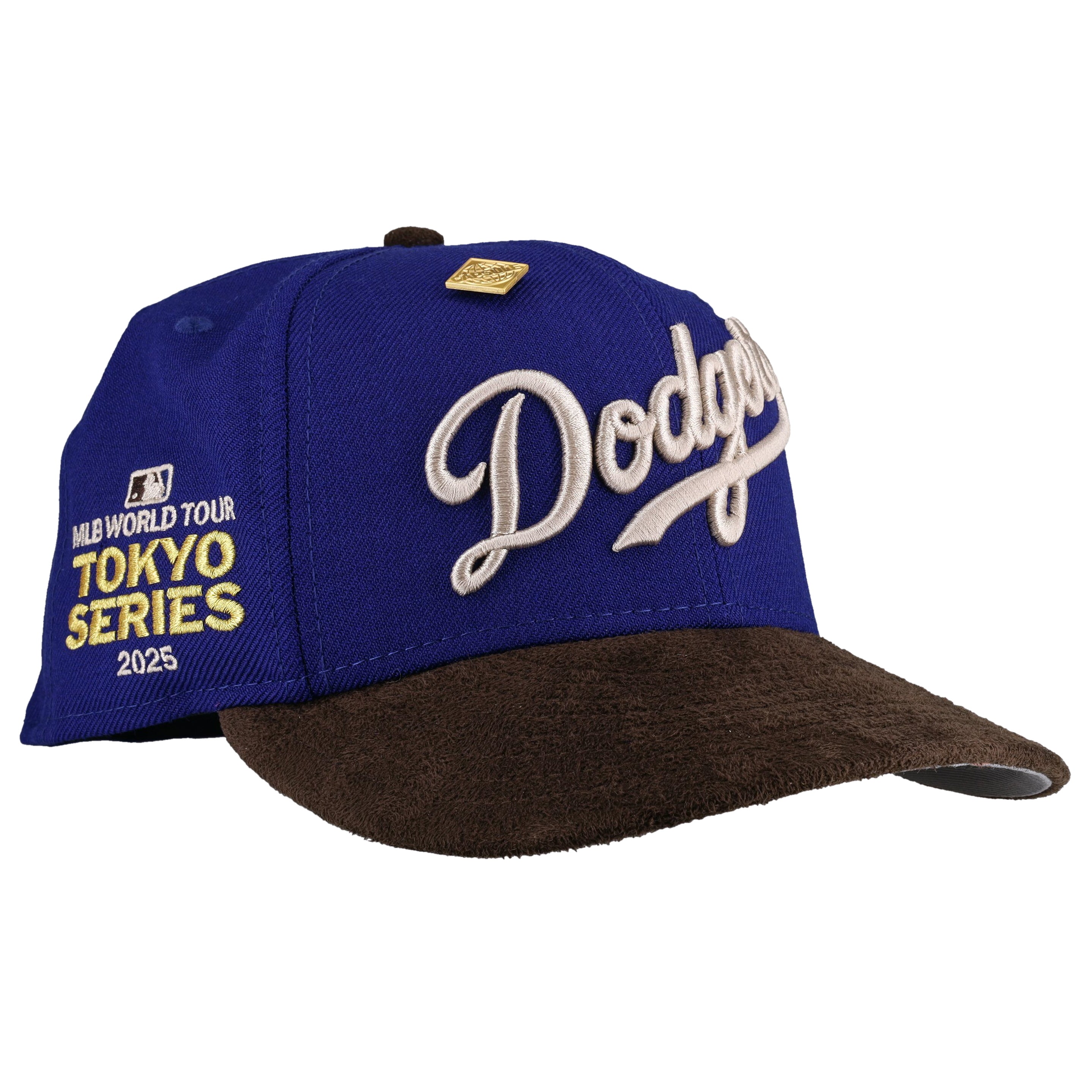 Los Angeles Dodgers 2025 Tokyo Series Royal Brown Suede Metallic 59Fifty Fitted Hat