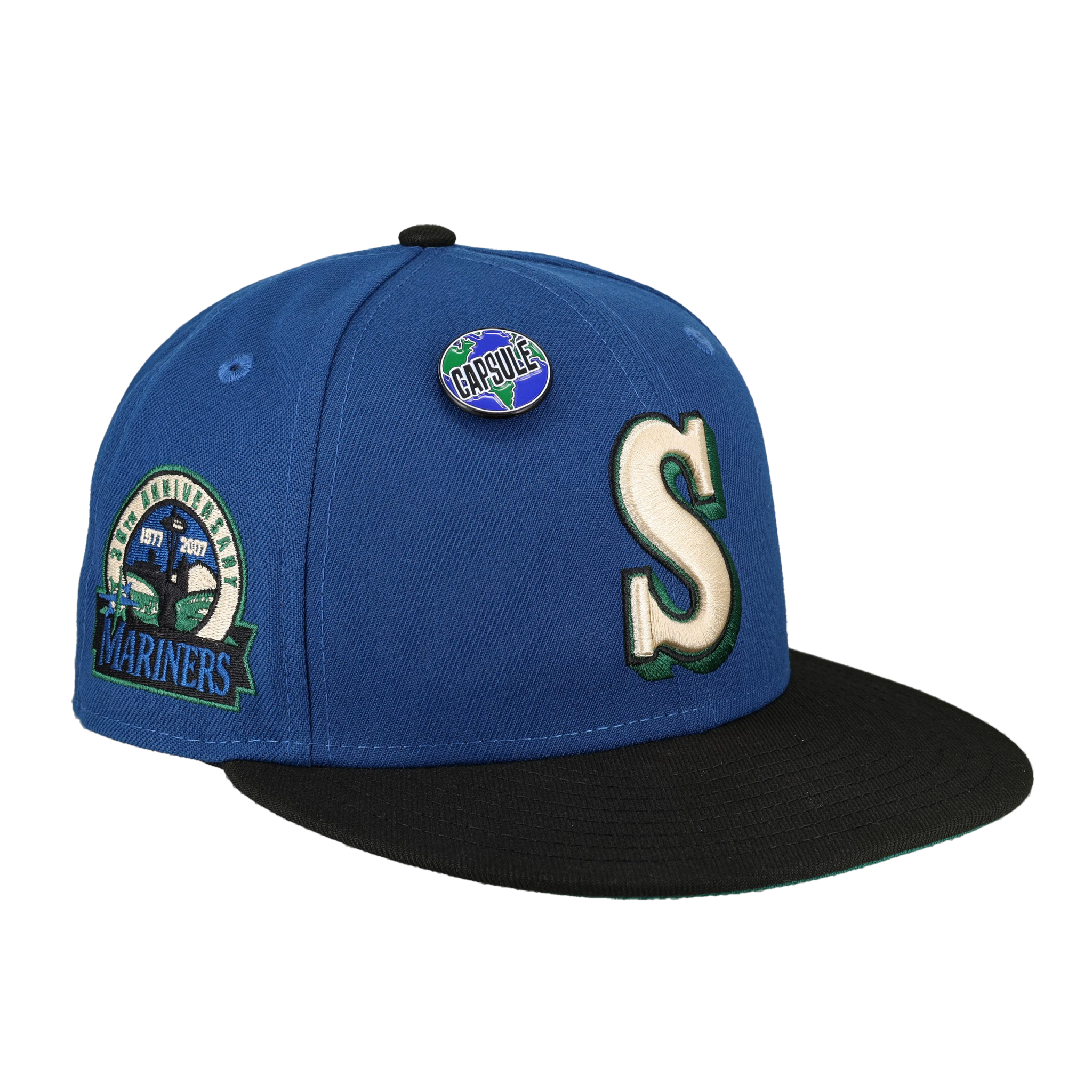 Seattle Mariners Globe Collection 30th Anniversary Patch Fitted Hat 7 1/8