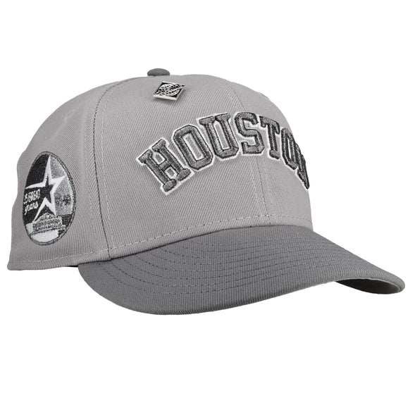 Houston Astros 35 Great Years Cool Grey Metallic Script 59Fifty Fitted Hat