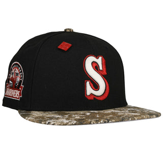Seattle Mariners 30th Anniversary Metallic Realtree Black 59Fifty Fitted Hat, side view