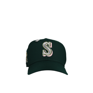 Seattle Mariners 20th Anniversary Green/Pink Metallic 59Fifty Fitted Hat, back view