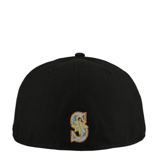 Seattle Mariners 40th Anniversary Metallic Cartoon "Freezing rain" 59Fifty Fitted Hat, detail view