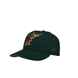 Florida Marlins 10th Anniversary Green Metallic 59Fifty Fitted Hat, close-up detail