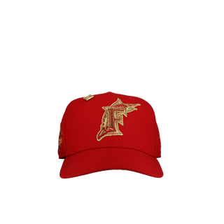 Florida Marlins 10th Anniversary Red Gold Metallic 59Fifty Fitted Hat