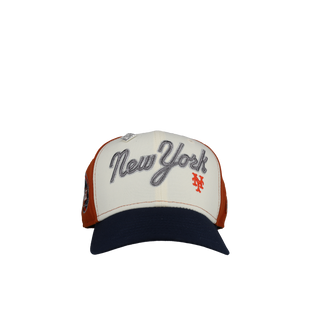 New York Mets Chrome/Burnt Orange Pinwheel 59Fifty Fitted Hat