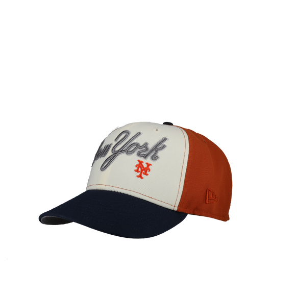 New York Mets Chrome/Burnt Orange Pinwheel 59Fifty Fitted Hat