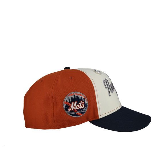 New York Mets Chrome/Burnt Orange Pinwheel 59Fifty Fitted Hat