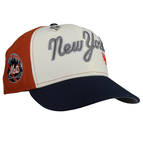 New York Mets Chrome/Burnt Orange Pinwheel 59Fifty Fitted Hat
