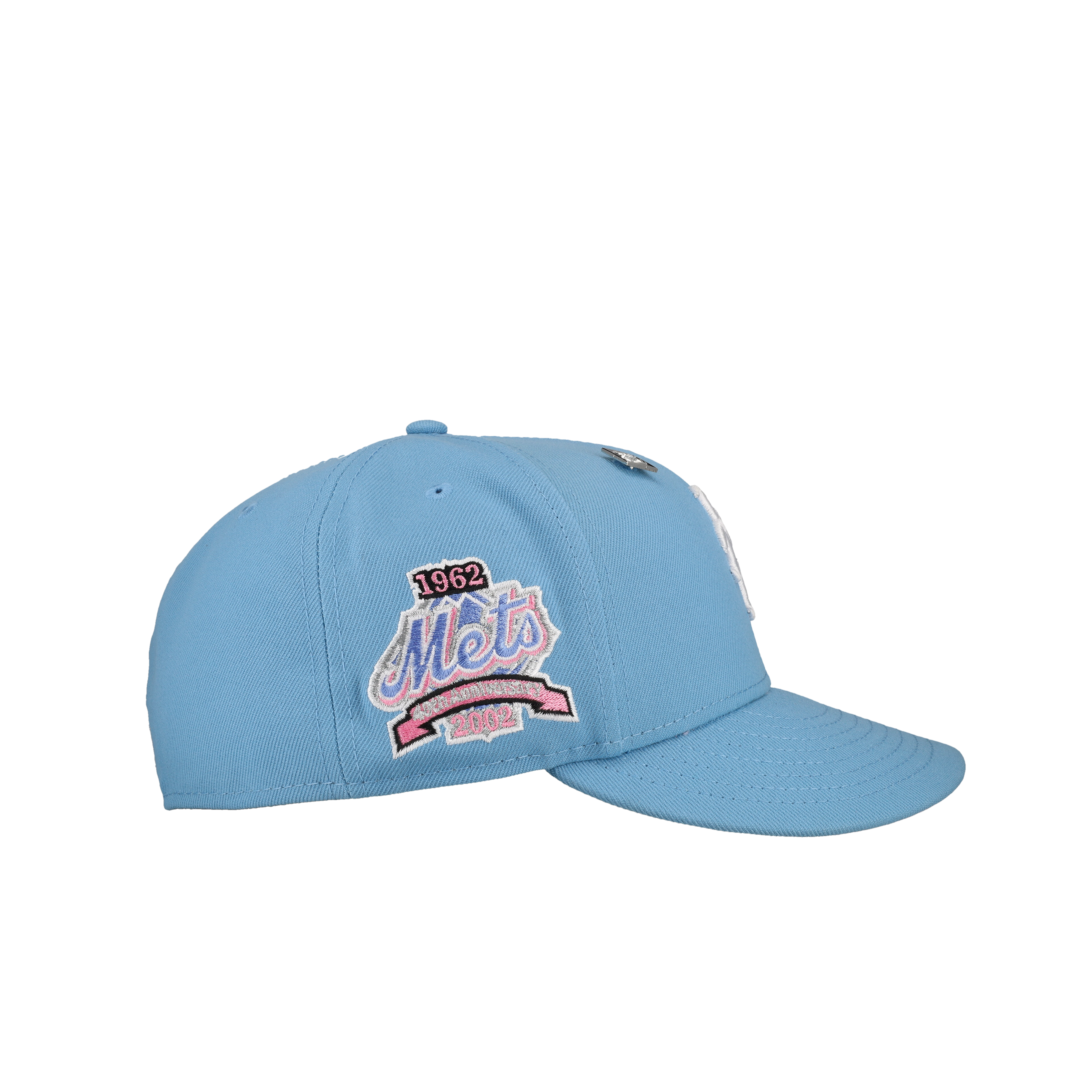 New York Mets 40th Anniversary Sky Blue/Pink Metallic 59Fifty Fitted Hat