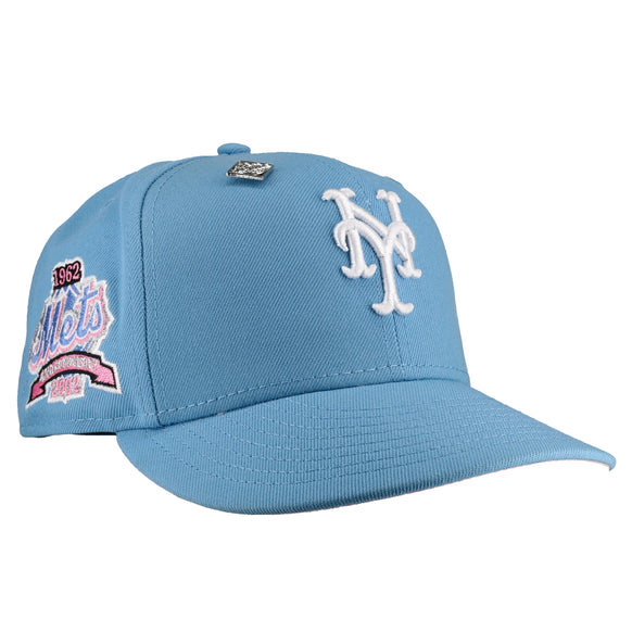 New York Mets 40th Anniversary Sky Blue/Pink Metallic 59Fifty Fitted Hat