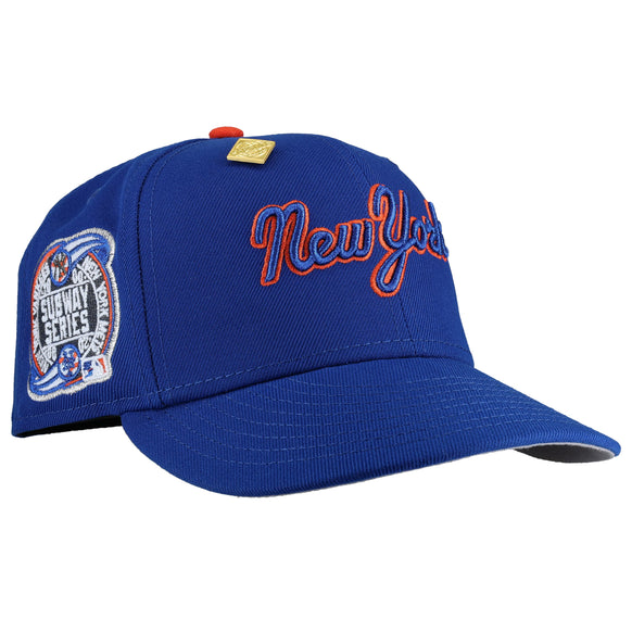 New York Mets Subway Series Blue Metallic Script 59Fifty Fitted Hat