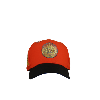 New York Mets 40th Anniversary Orange/Black Gold Metallic 59Fifty Fitted Hat