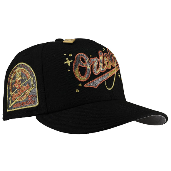 Baltimore Orioles Black Dome 30th Anniversary Celestial Metallic 59Fifty Fitted Hat