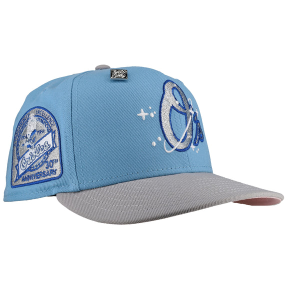 Baltimore Orioles Sky Blue 30th Anniversary Celestial Metallic 59Fifty Fitted Hat