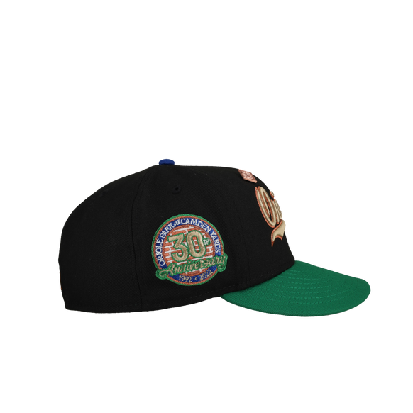 Baltimore Orioles 30th Anniversary Black/Green Metallic Script 59Fifty Fitted Hat
