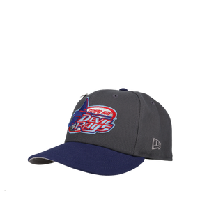 Tampa Bay Rays Tropicana Field Graphite/Navy Metallic 59Fifty Fitted Hat, close-up detail