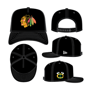 Chicago Blackhawks Team Color 9Fifty A Frame Snapback Hat (Grey Brim)