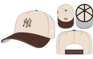 New York Yankees Off White/Walnut Cow Print 1998 WS Metallic 9Fifty A Frame Snapback Hat ==