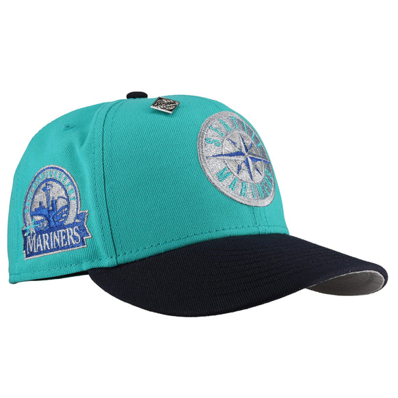 Seattle Mariners 30th Anniversary Teal/Navy Metallic 59Fifty Fitted Hat (RESTOCK)