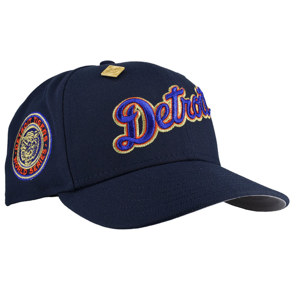 Detroit Tigers Script World Series Navy Metallic 59Fifty Fitted Hat