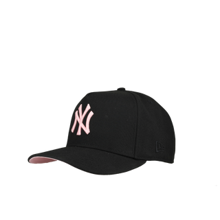 New York Yankees 1999 WS Metallic 9Fifty A Frame Snapback Hat (Pink Brim)