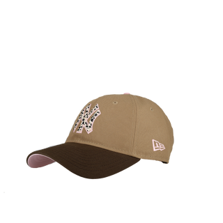 New York Yankees Premium New Era 9Twenty Tan/Walnut Safari Print Adjustable Hat (Pink Brim)