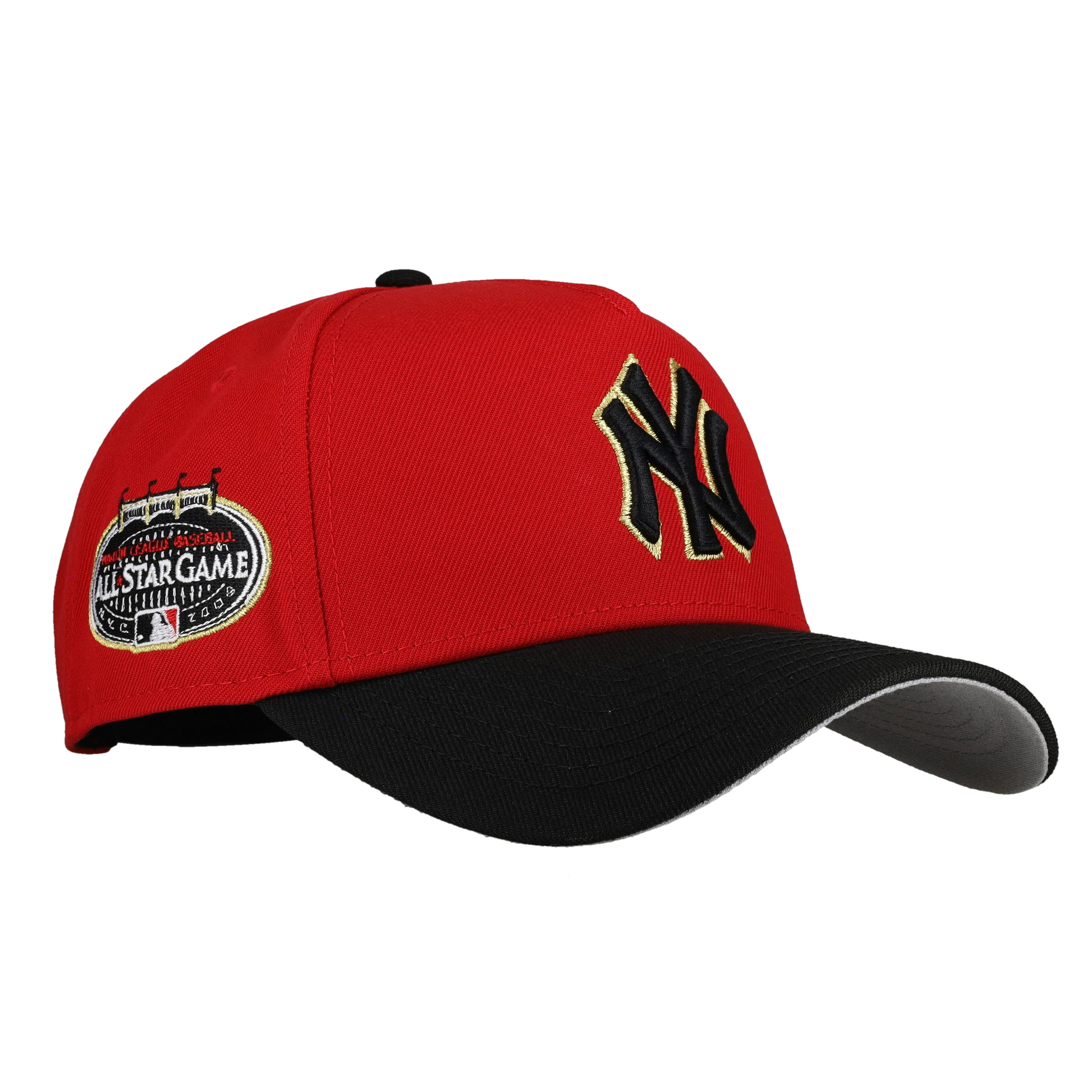 New York Yankees 9Forty A Frame Snapback Hat (Black/Red/Gold)