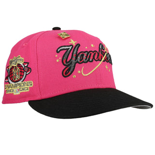 New York Yankees 2000 WS Champs Pink Celestial Metallic 59Fifty Fitted Hat, front view