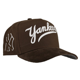 New York Yankees Chainstitch/Corduroy 9Fifty A Frame Snapback Hat (Walnut)