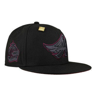 Anaheim Angels 40th Season Patch Burgundy Black Out 59Fifty Fitted Hat